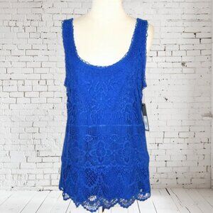 NWT Apt 9 Lace Front Tank Top Royal Blue